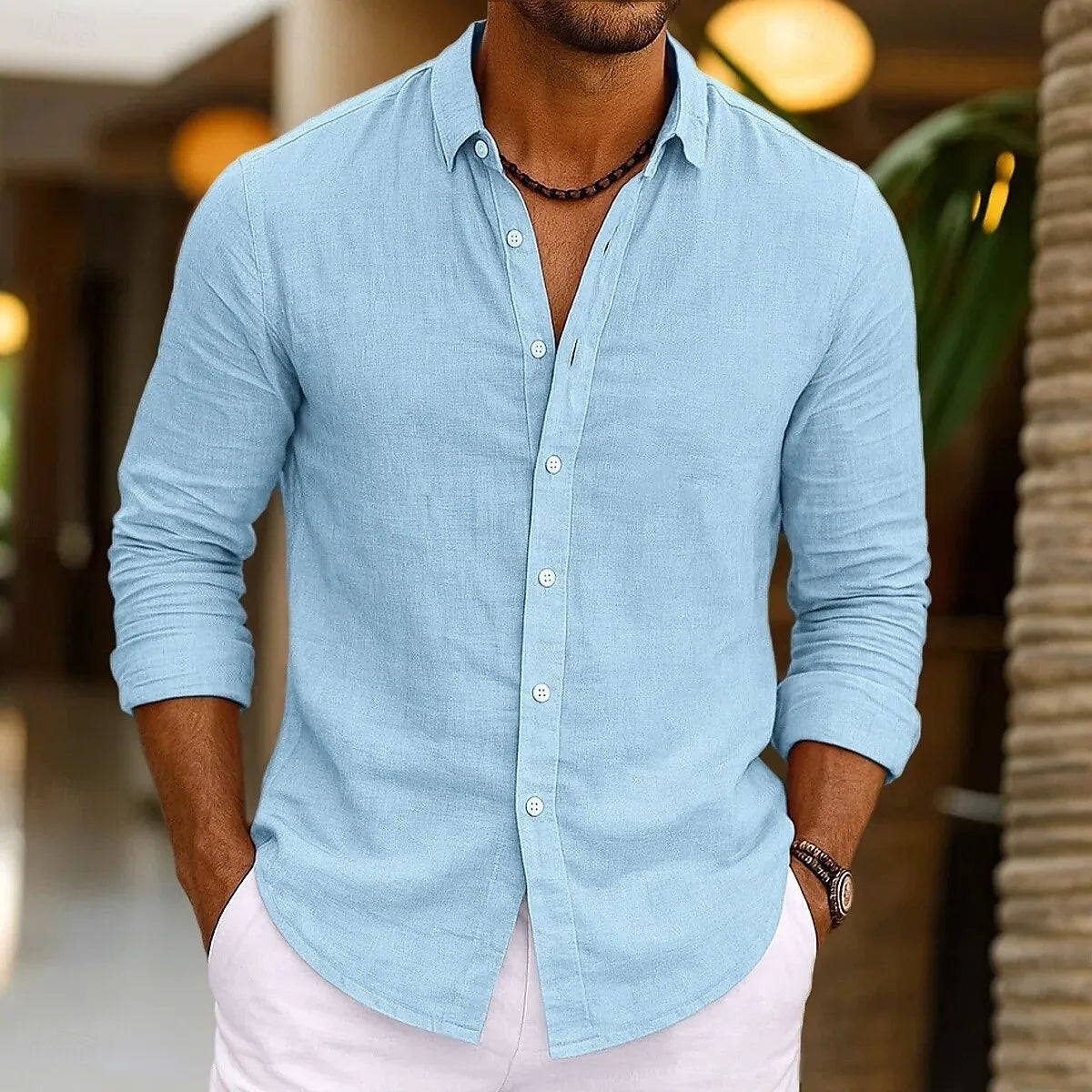 Men's Summer Linen Beach Shirt
