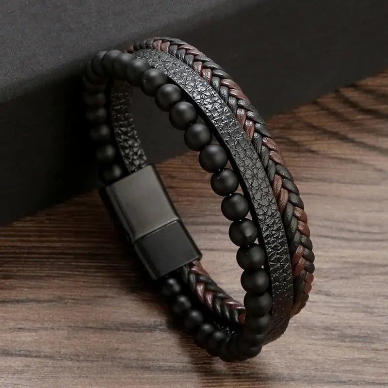 Stylish Men's Multi-Layer Leather Bracelet