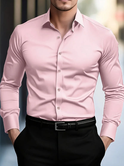 Men's Stylish Solid Long Sleeve Shirt