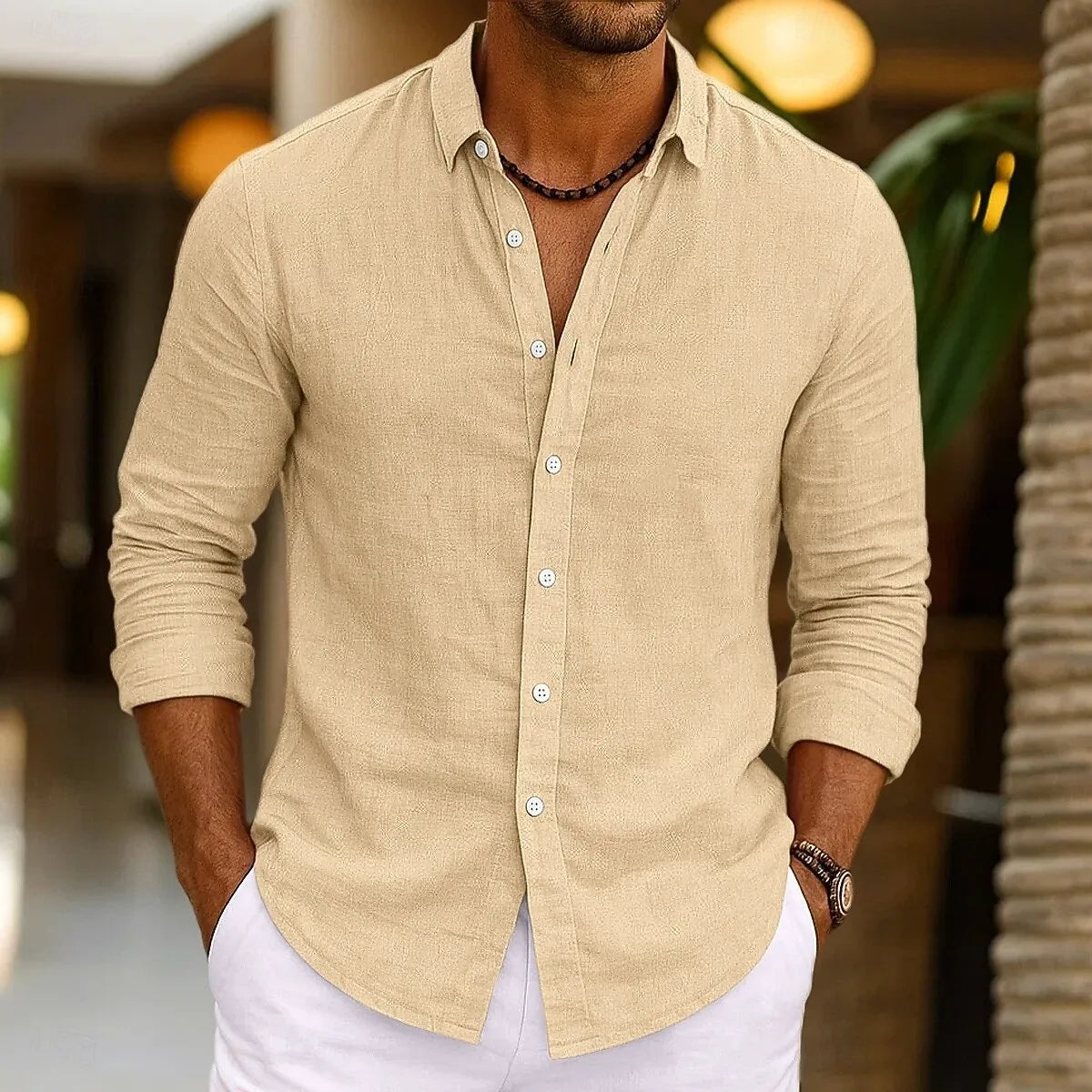 Men's Summer Linen Beach Shirt