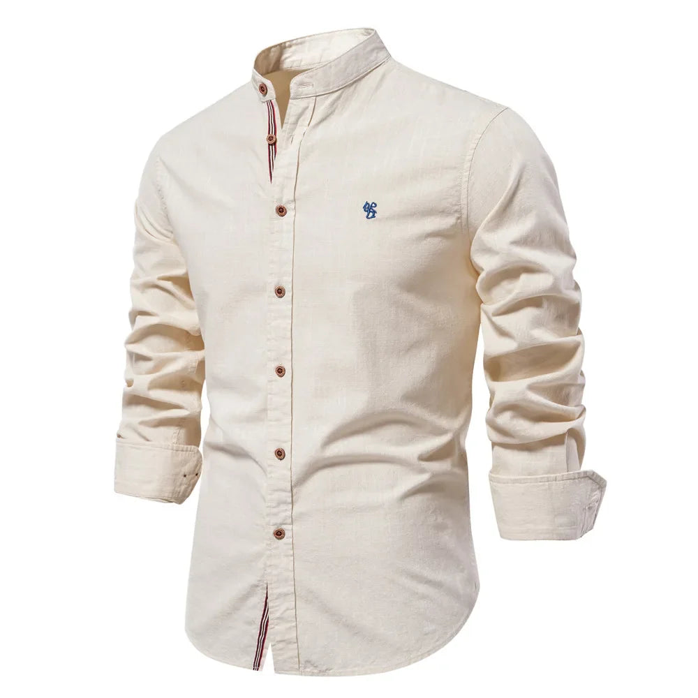 Chic Cotton-Linen Men's Dress Shirt