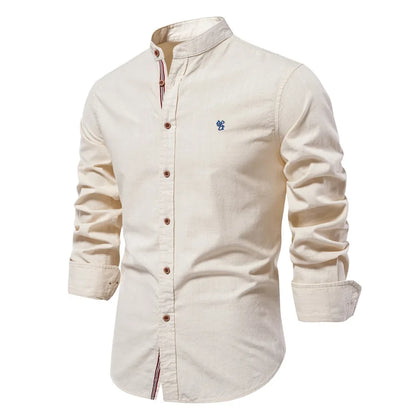 Chic Cotton-Linen Men's Dress Shirt