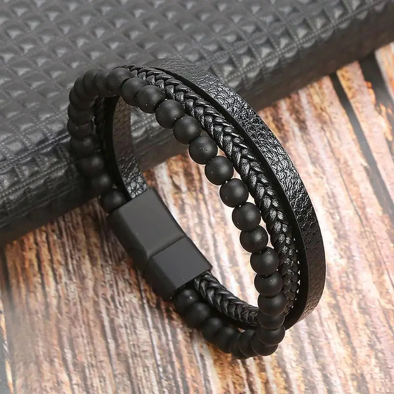 Stylish Men's Multi-Layer Leather Bracelet